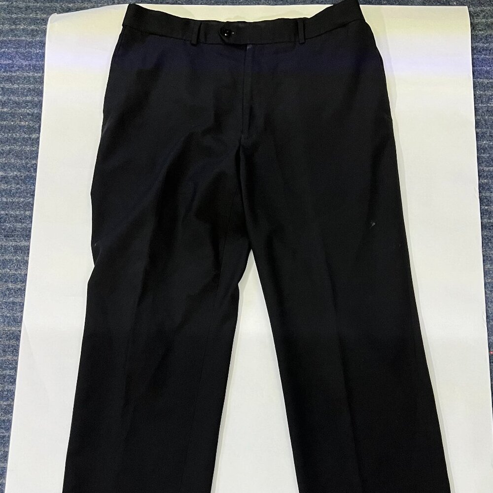 STAFFORD Performance Classic Fit Men's 36 x 32 Black Flat Front Dress Pants